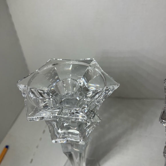 Pair of Tall Crystal Clear Candle Holders 10” - Picture 3 of 8